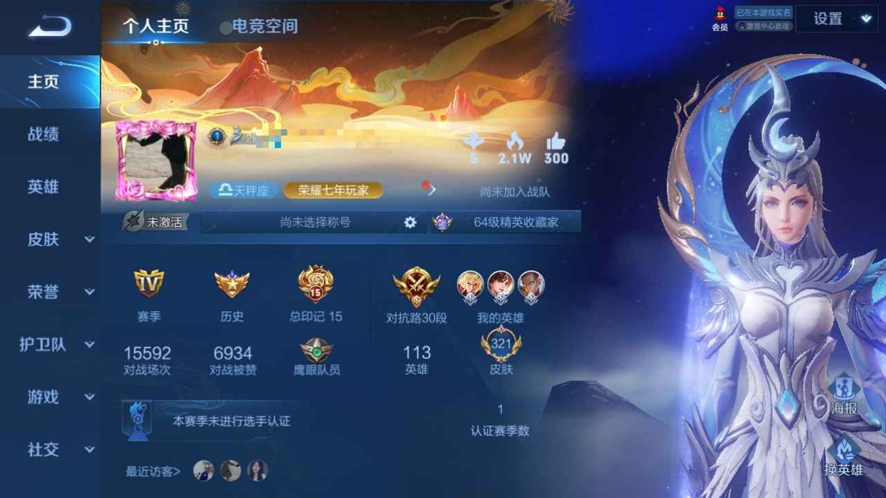 王者荣耀【113英雄321皮肤】王者V9，皮肤321，质量保证