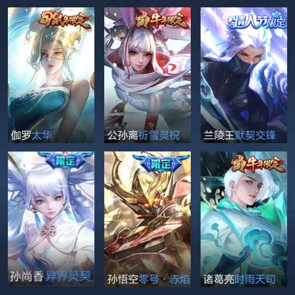 王者荣耀【110英雄137皮肤】总共25款限定皮肤
