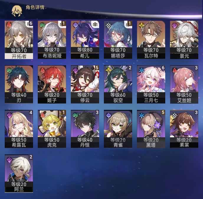 崩坏：星穹铁道【60级】10金希儿加专武鸭鸭1命刃小刀
