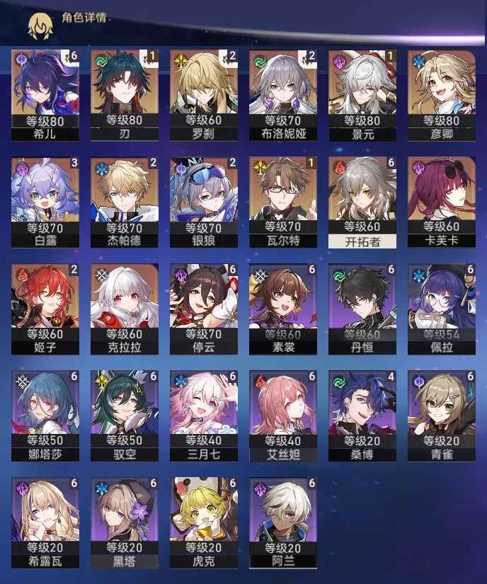 崩坏：星穹铁道【苹果版】【66级】全图鉴，限定希尔满命满精 
